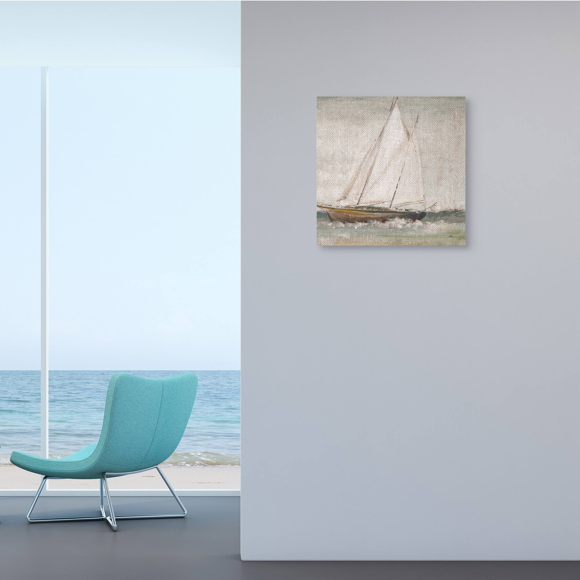 Stupell Industries Traditional Sailboat at Sea Contemporary Soft Waves Canvas Wall Art
